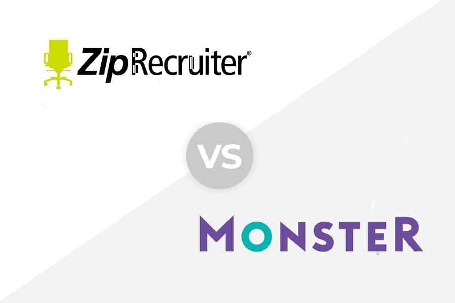 ZipRecruiter vs Monster logo.