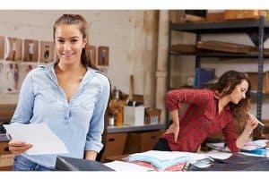 Two young women working in a fulfillment company