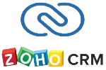 Zoho crm logo that links to the Zoho CRM homepage in a new tab.