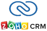 Zoho crm logo that links to the Zoho CRM homepage in a new tab.