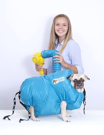 Full-body dog dryer.