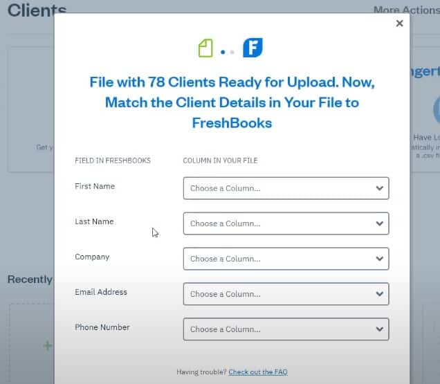 Mapping Client files in FreshBooks.