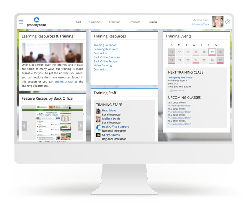View of Back Office Intranet Homepage.