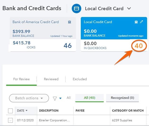 Banking Center with transactions awaiting review.