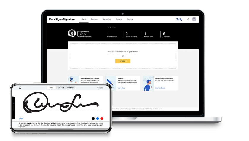 View of DocuSign Mobile Signature Feature.