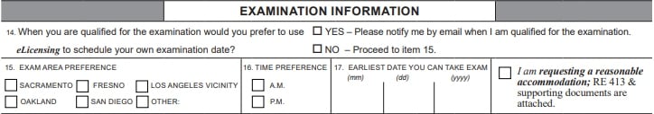 Examination Information sample.