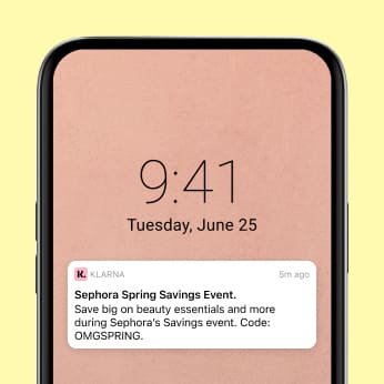 Klarna mobile notification sample.