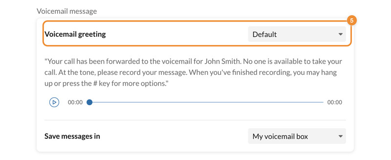 Setting up RingCentral voicemail greeting on default