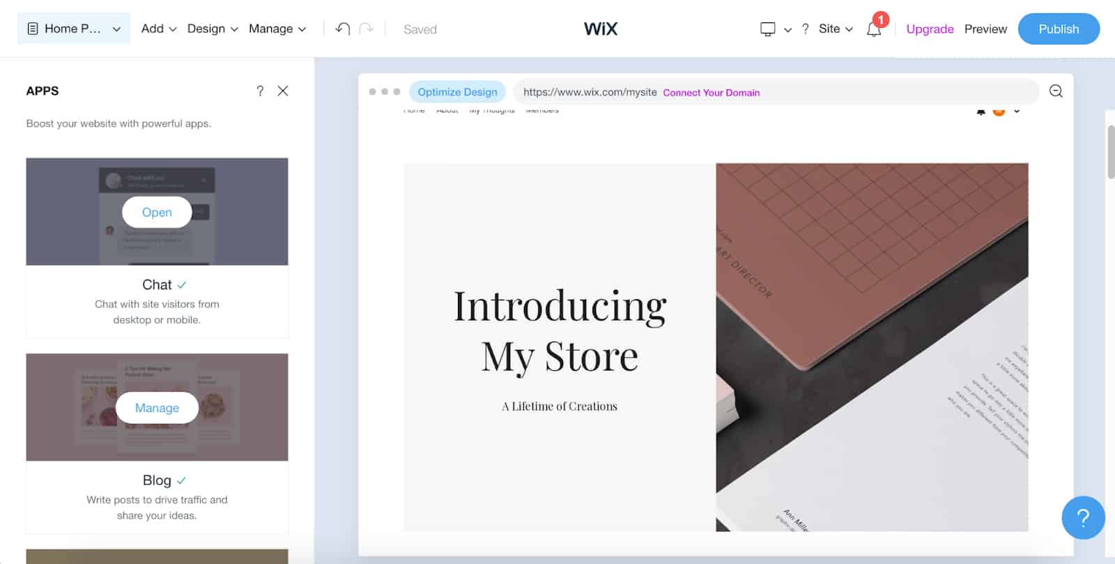 Add basic apps in Wix.