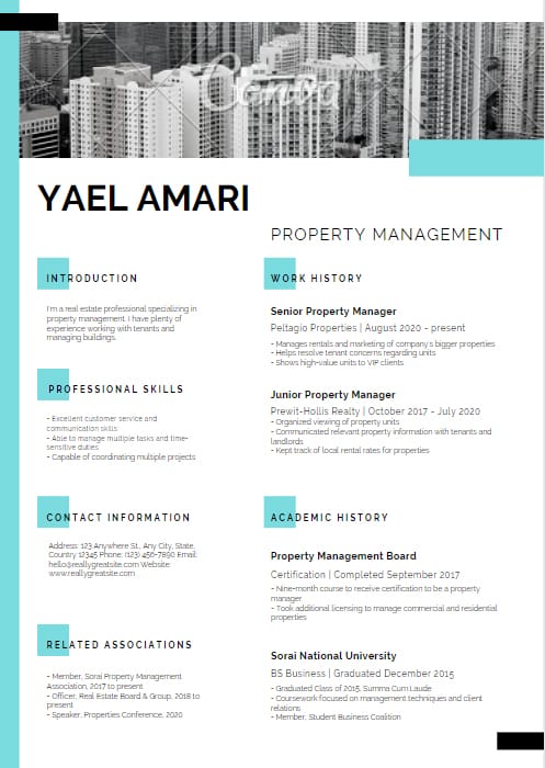 Yael Amari sample real estate template from Canva.