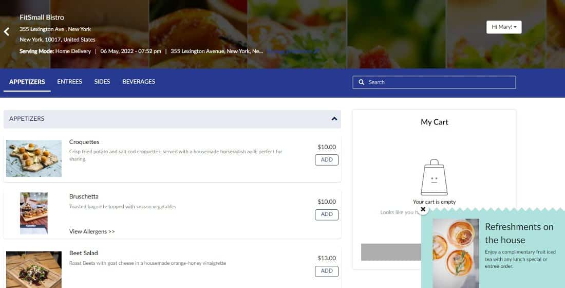Adding pop-up promotional offers to online menu using templates in the Restolabs.