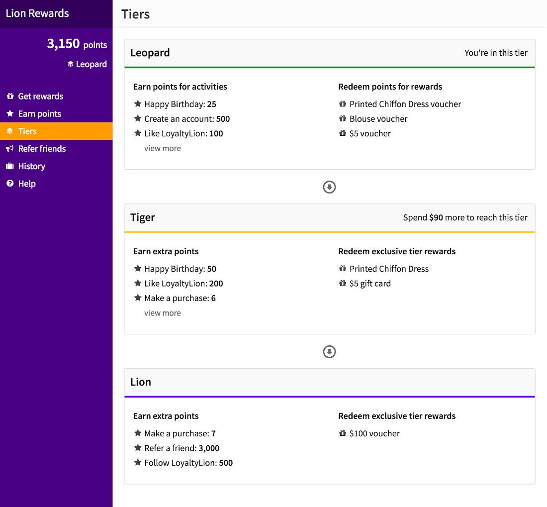 Showing how to create tiere programs with LoyaltyLion.