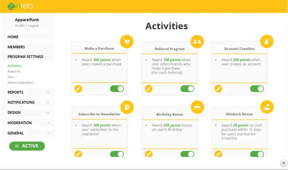 Showing how to customize Loyalty program straight from dashboard with Zinrelo.