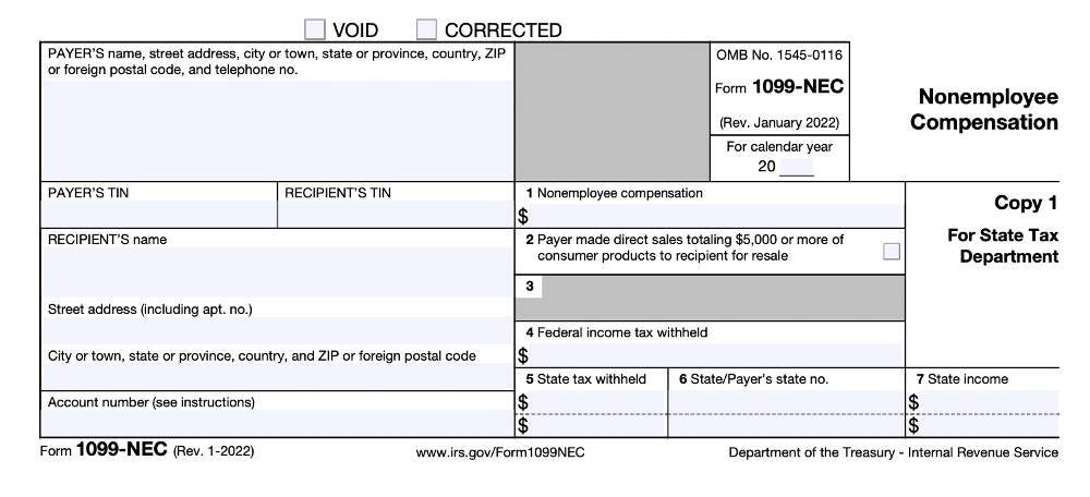 Showing IRS form 1099-nec.
