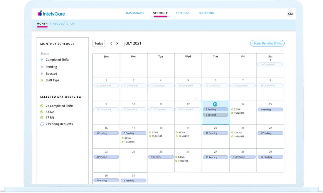 IntelyCare scheduler ties to its staffing platform.