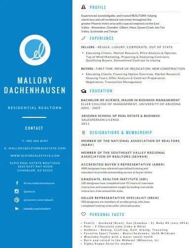 Sample resume from Template.com.