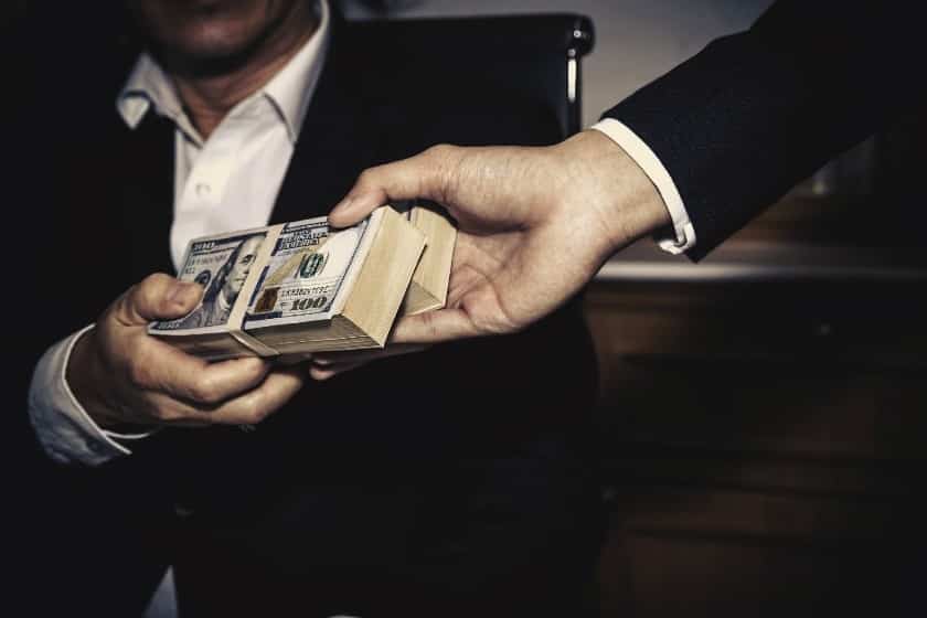 Businessman borrowing a large amount of money.