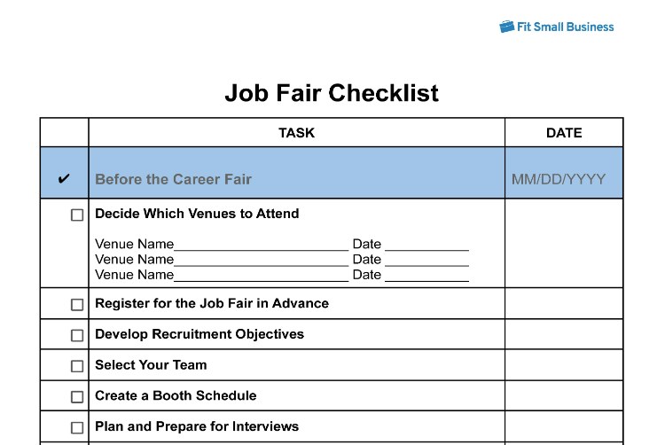 Job fair checklist for employers.