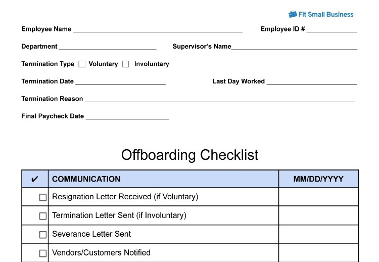 Showing offboarding checklist.
