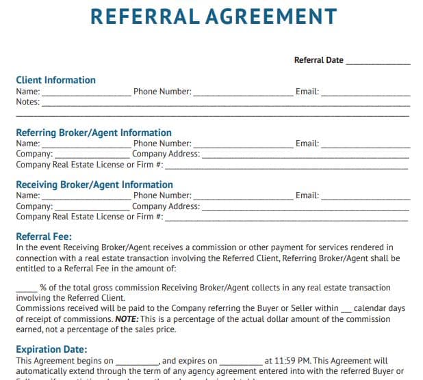 How Real Estate Referral Fees Work Template And Calculator 7646