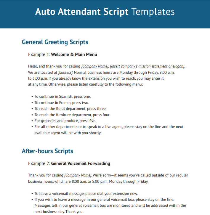 Auto Attendant Script Templates Thumbnail