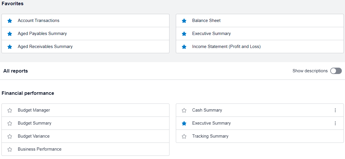 Short video showing available reports in Xero.