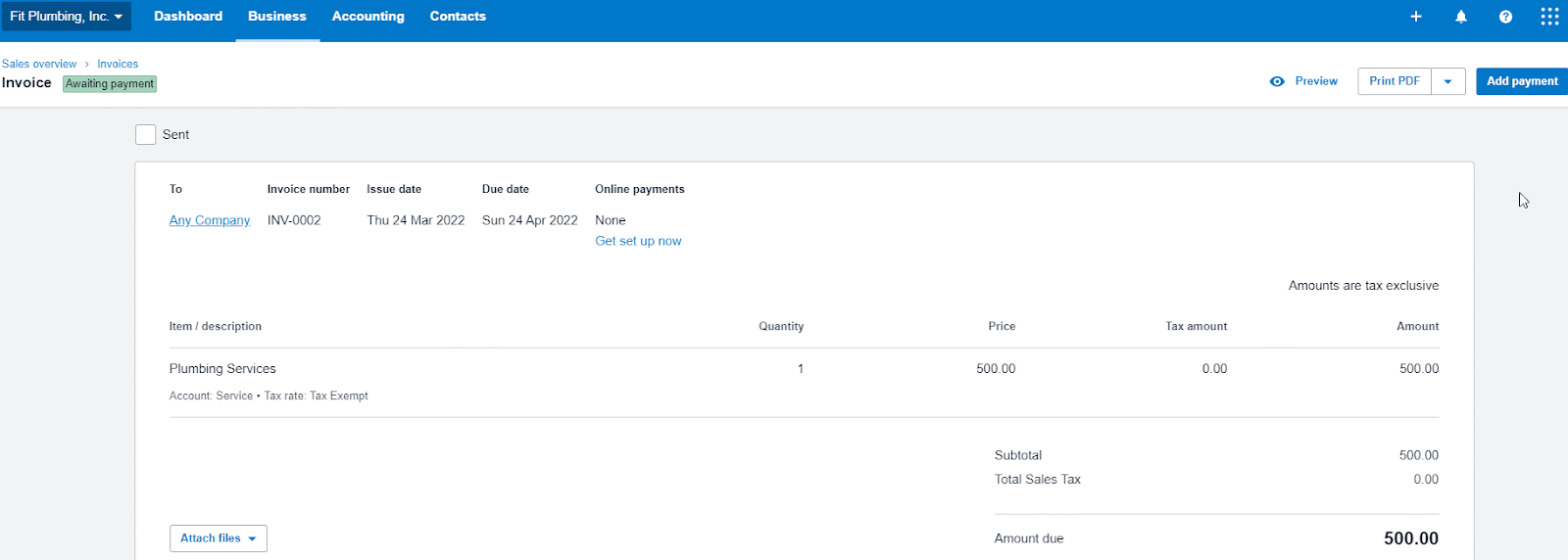 Adding a payment in Xero.