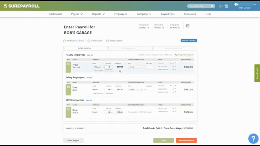 Easy to create and approve payroll.