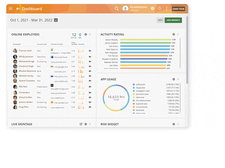 Showing Teramind offering built-in reports.