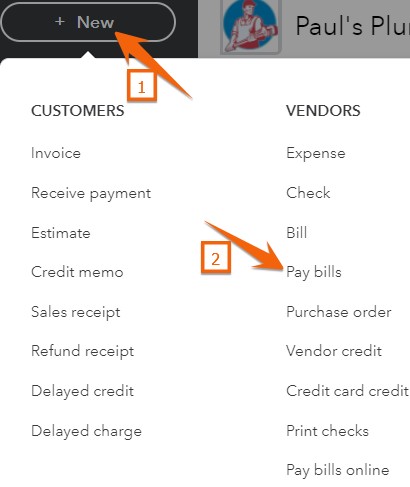 Navigating to QuickBooks Online bill payments.
