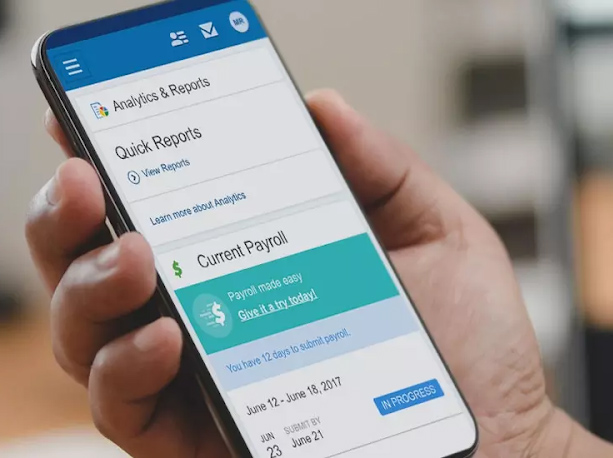 People use smartphones to check payroll.