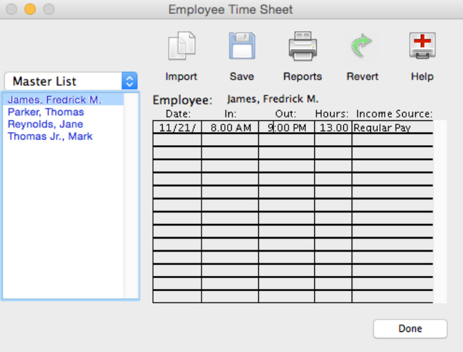 Aatrix Employee Time Sheet sample.
