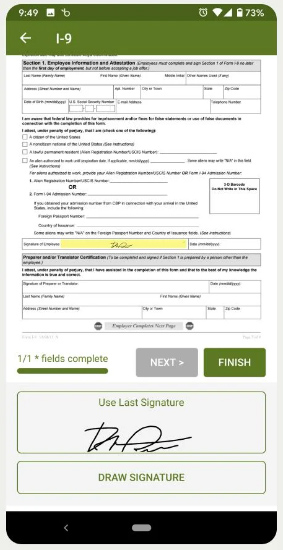 Online forms in mobile view from BambooHR app.