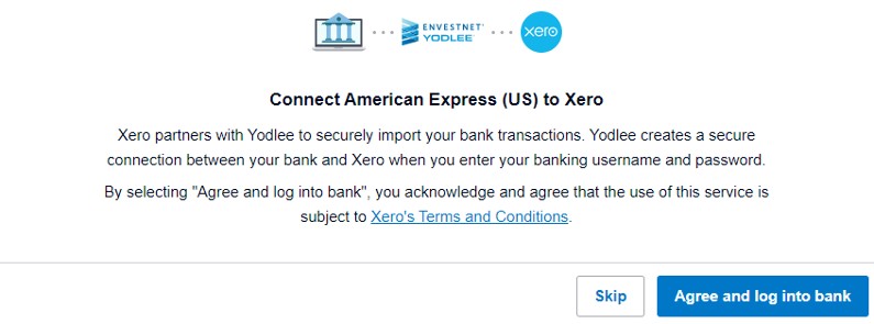 Connecting an American Express credit card feed in Xero.