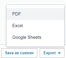 Export options you can choose in Xero.