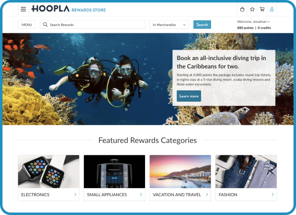 Hoopla Rewards Store sample.