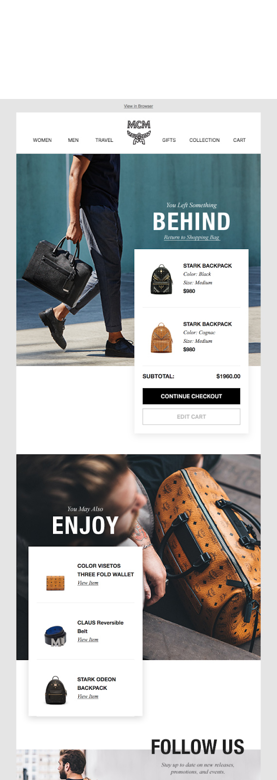 MCM homepage and featured products.