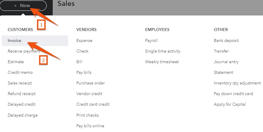 Navigate to invoices in QuickBooks Online.