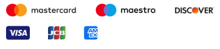Logo of Mastercard, Maestro, Discover, Visa, JCB, American Express.