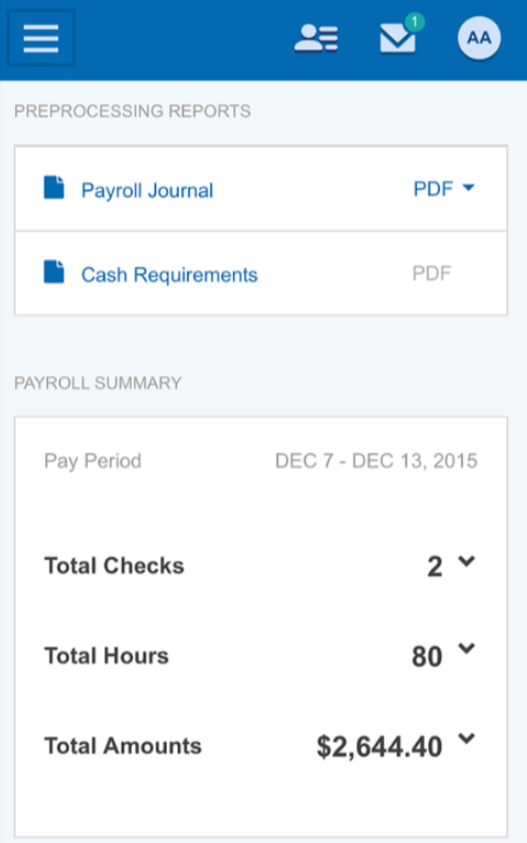 A mobile app sample of Paychex.