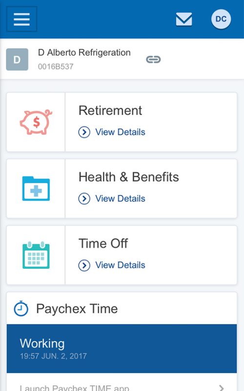 Paychex payroll other information menu.