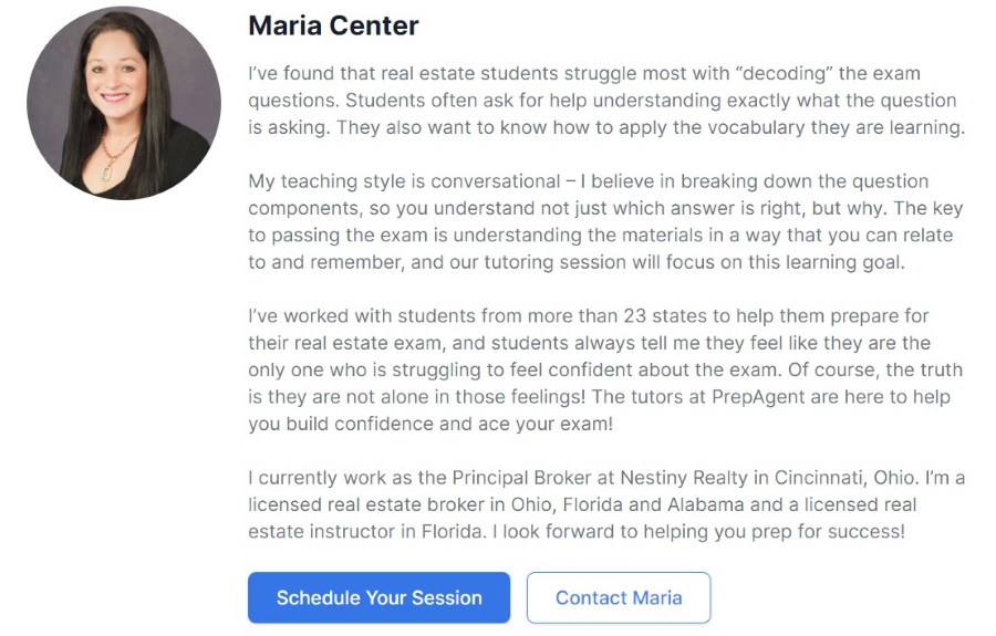 PrepAgent private tutor Maria Center