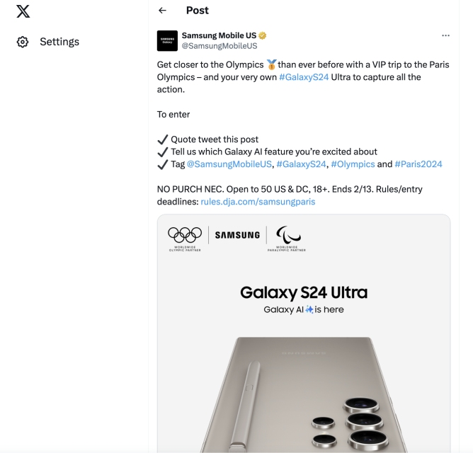 Samsung engages with customers on Twitter to promote a new product