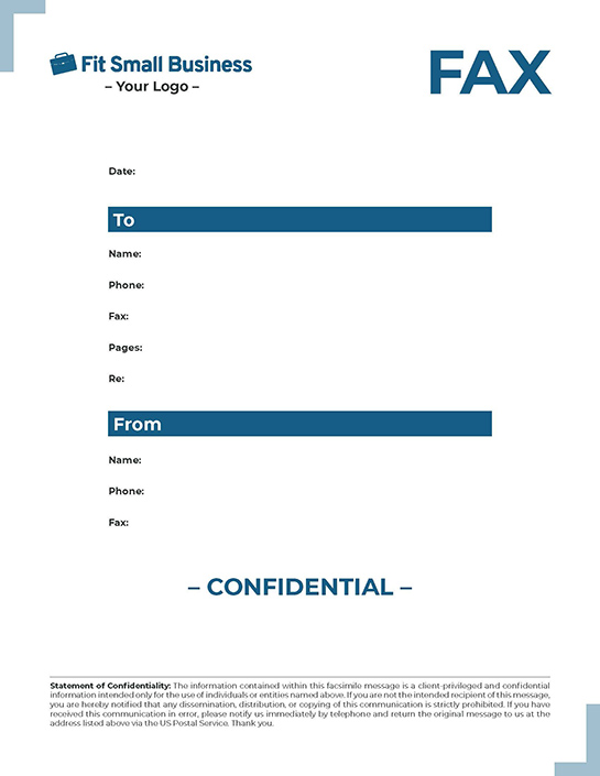 Sensitive information fax cover sheet template.