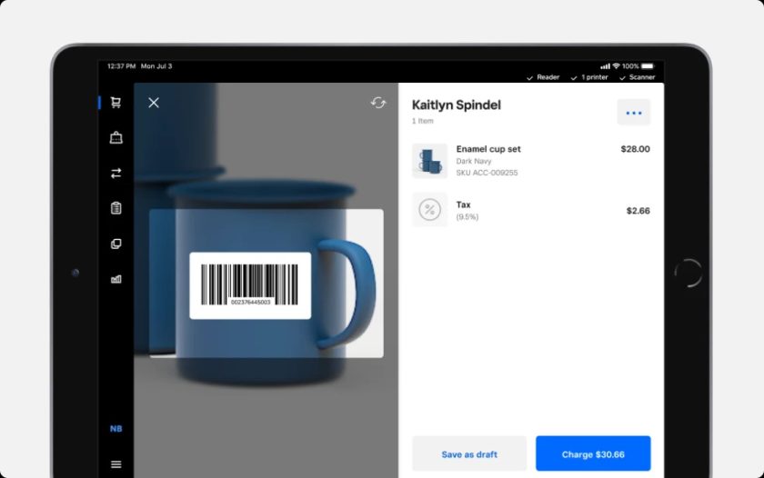 Square Retail product barcode sample.