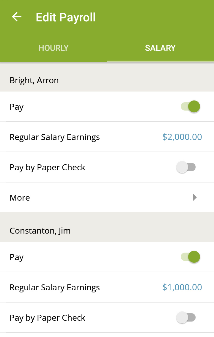 SurePayroll employer app in salary tab.
