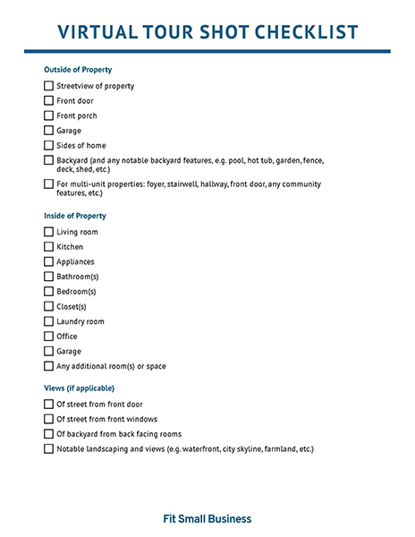 Virtual tour shot checklist template.