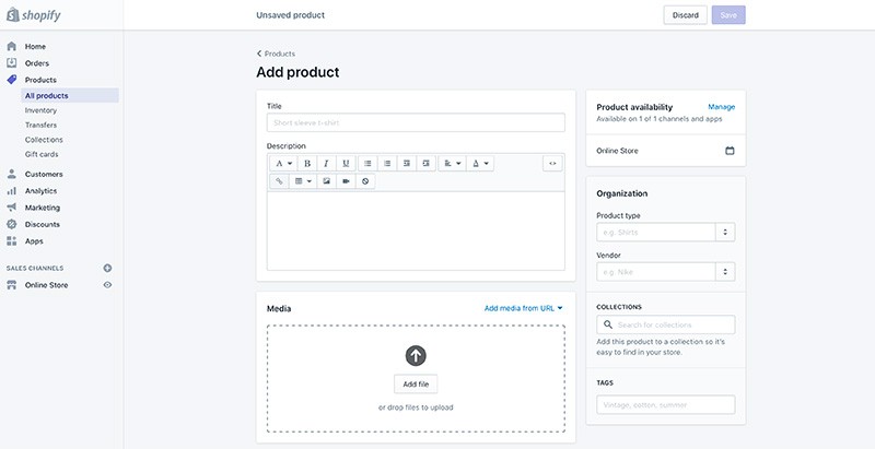 Adding detailed product information in Shopify.