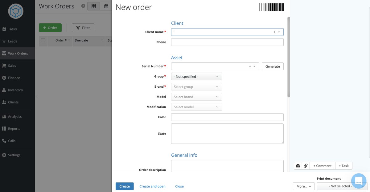 Creating work orders straight from your Orderry account.