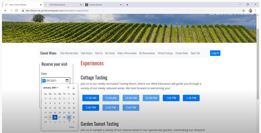 Easy wine testing reservations online in Vintegrate.